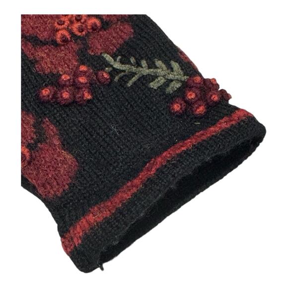 Vintage Frost Nordic Fair Isle Wool Metal Clasps M Red Floral Cardigan Sweater - Picture 5 of 9